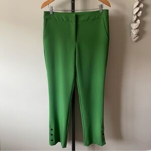 Renuar Tailored Green Trouser Pant Button Hem Size 8 Medium